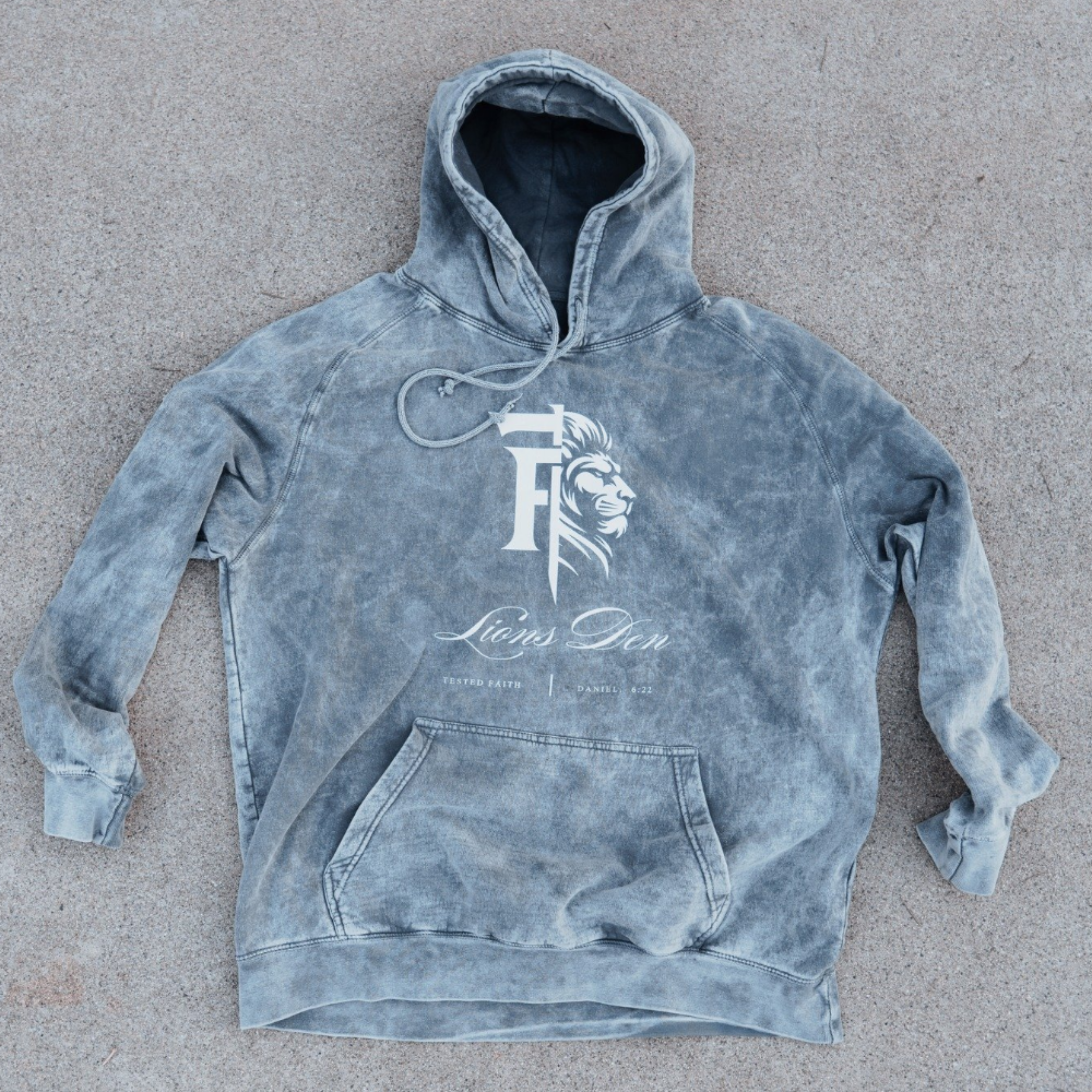 Lion's Den - White Stone Hoodie | Tested Faith®