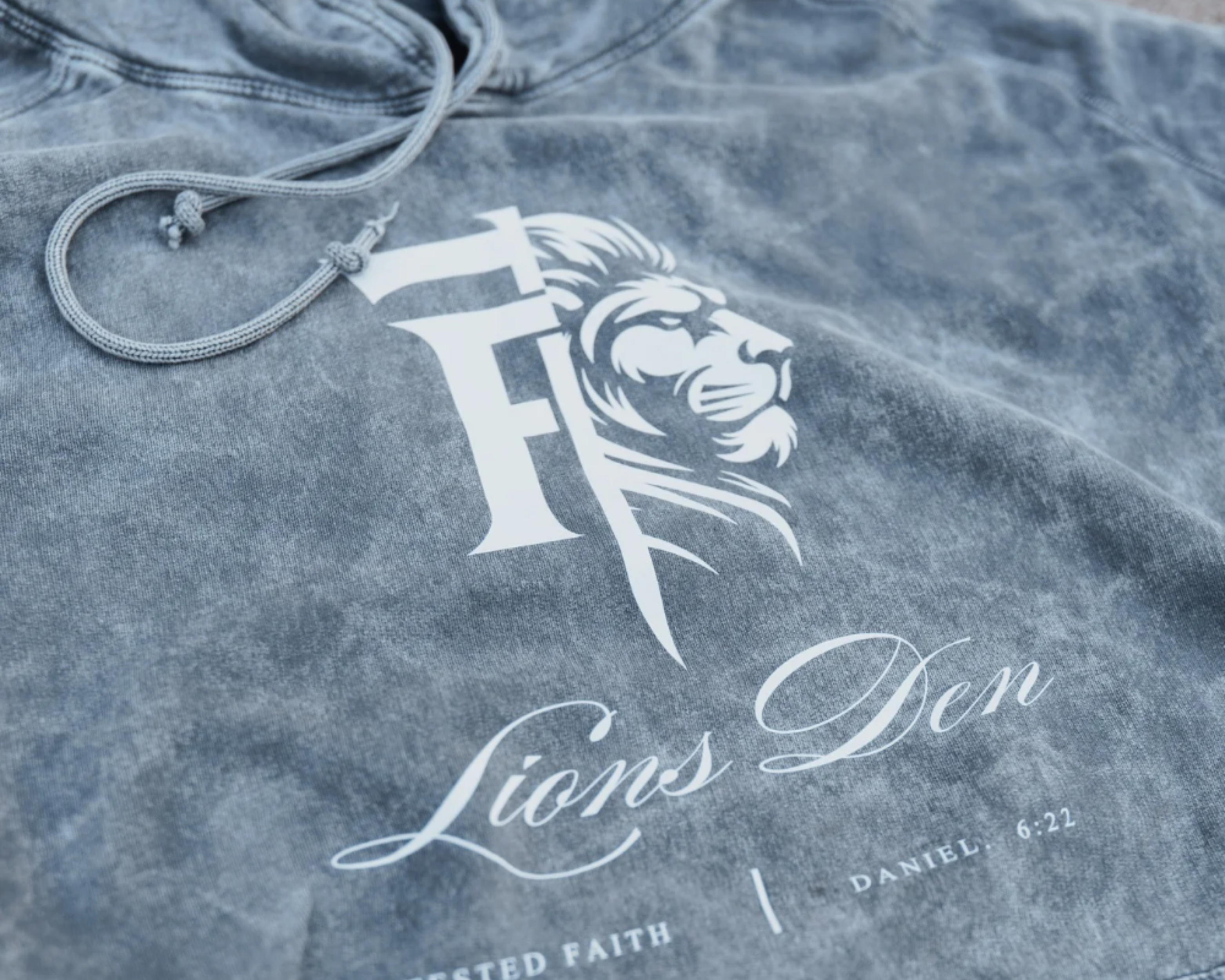 Lion's Den - White Stone Hoodie | Tested Faith®