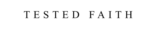 Text 'TESTED FAITH' in black on a white background